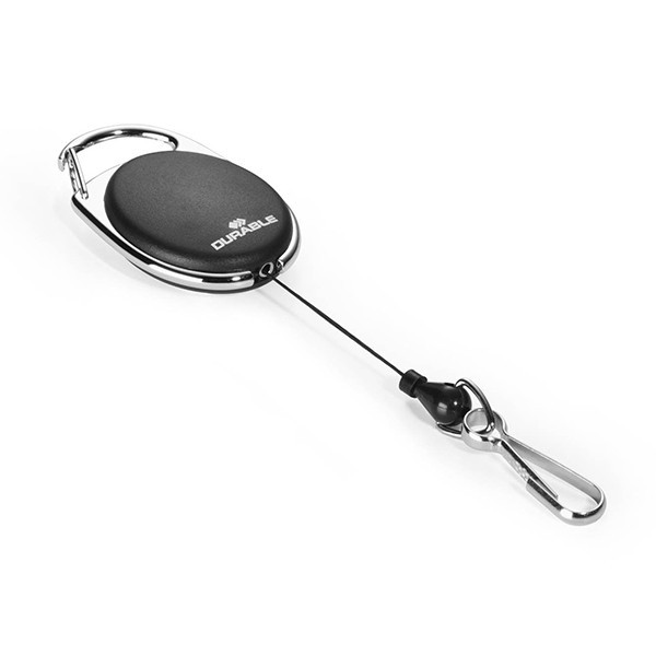 Durable retractable badge fastner with black carabiner 832701 310009 - 1