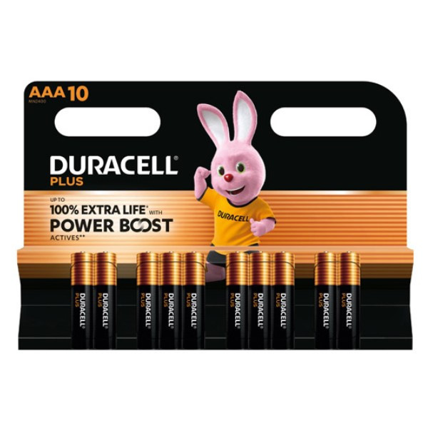 Duracell Plus Power Boost 100% Extra Life AAA / MN2400 / LR03 alkaline battery (10-pack) ADU00403 - 1