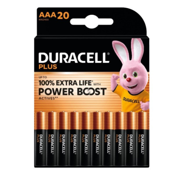 Duracell Plus Power Boost 100% Extra Life AAA / MN2400 / LR03 alkaline battery (20-pack) ADU00405 - 1