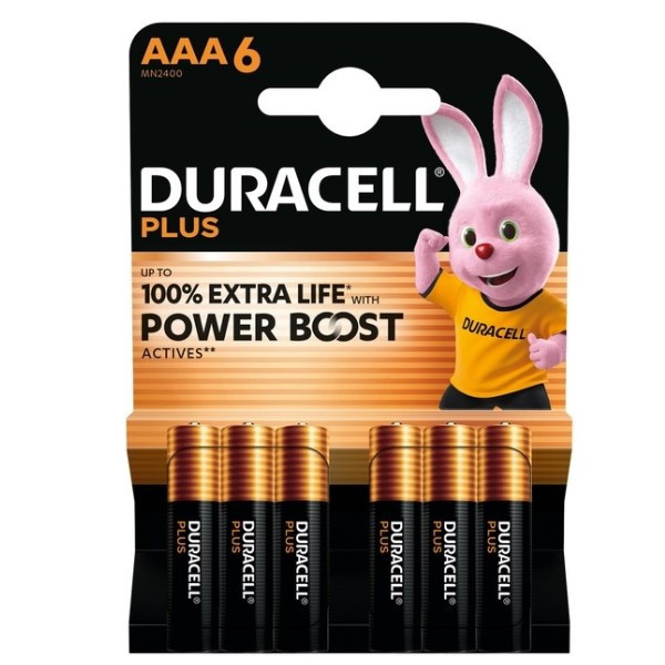 Duracell Plus Power Boost 100% Extra Life AAA / MN2400 / LR03 alkaline battery (6-pack) ADU00401 - 1