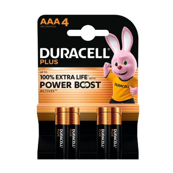 Duracell Plus Power Boost 150% Extra Life AAA MN2400 batteries (4-pack) ADU00400 - 1