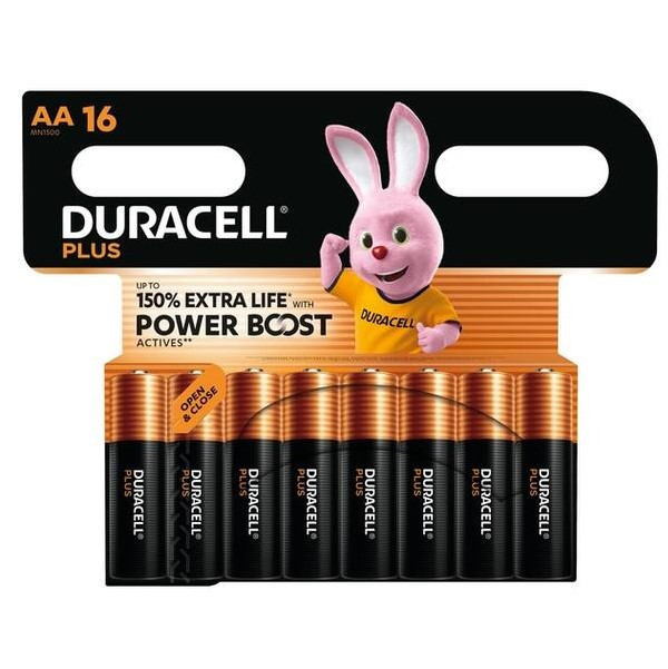 Duracell Plus Power Boost 150% Extra Life AA / MN1500 / LR06 alkaline battery (16-pack) ADU00398 - 1