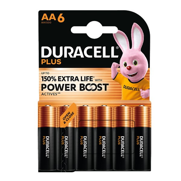 Duracell Plus Power Boost 150% Extra Life AA / MN1500 / LR06 alkaline battery (6-pack) ADU00395 - 1