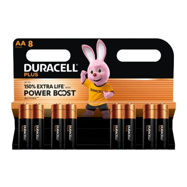Duracell Plus Power Boost 150% Extra Life AA / MN1500 / LR06 alkaline battery (8-pack) ADU00396 - 1