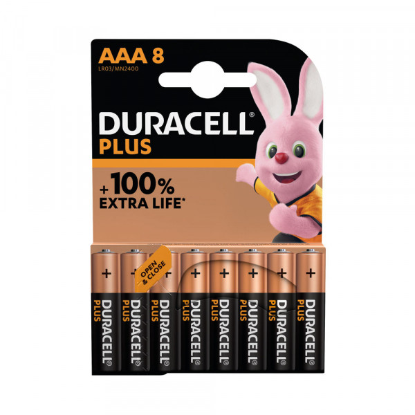 Duracell plus AAA battery alkaline 100% extra life (8-pack) 5009380 204545 - 1