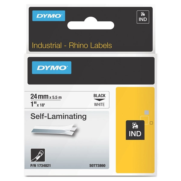 Dymo 1734821 IND Rhino black on white self-laminating tape, 24mm (original Dymo) 088730 - 1