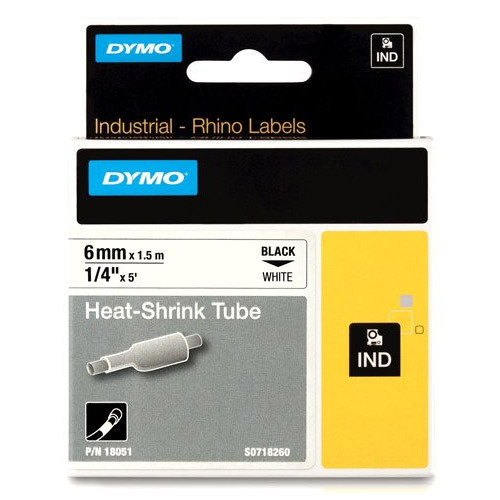 Dymo 18051 IND Rhino black on white heat-shrink tape, 6mm (original Dymo) 088694 - 1