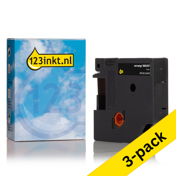 Dymo 1805437 IND Rhino white on black vinyl tape, 9mm (123ink version) | 3-pack 088323 - 1