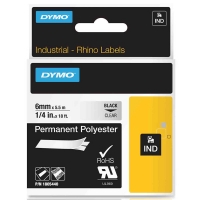 Dymo 1805440 IND Rhino black on transparent permanent polyester tape, 6mm (original Dymo) 088674