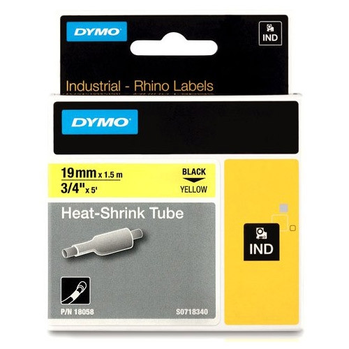 Dymo 18058 IND Rhino black on yellow heat-shrink tape, 19mm (original Dymo) 18058 088710 - 1