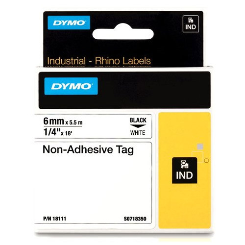 Dymo 18111 IND Rhino black on white non-adhesive tape, 6mm (original) 18111 S0718350 088726 - 1