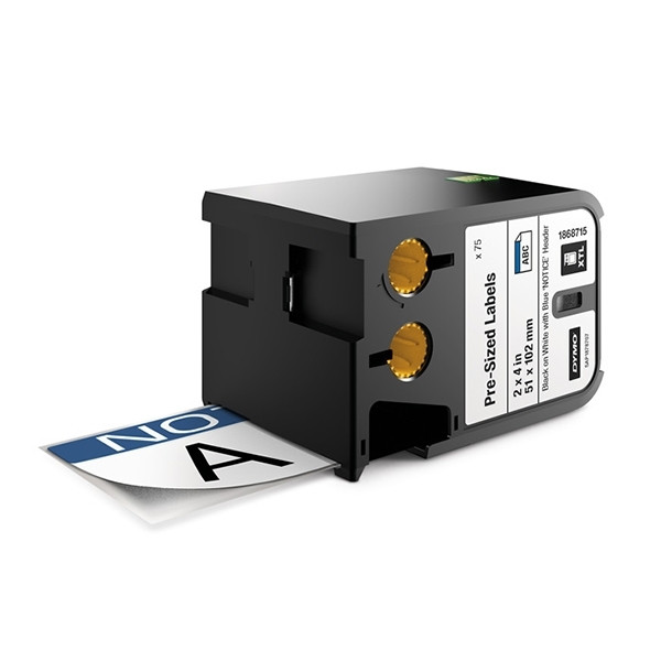 Dymo 1868715 XTL pre-cut safety labels with blue header, 51x102mm (original Dymo) 089086 - 1