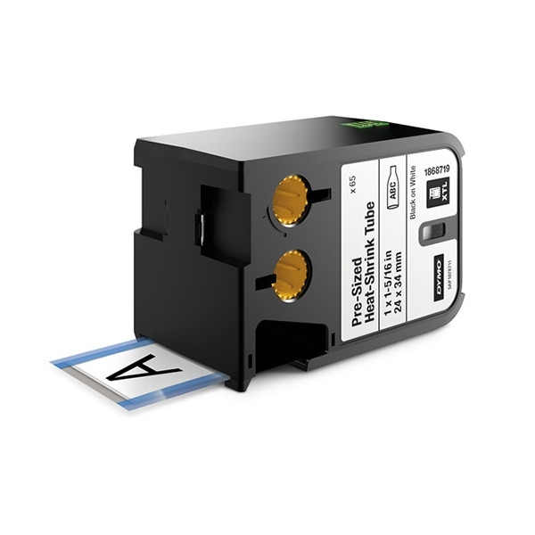 Dymo 1868719 XTL pre-cut heat shrink tape, black on white, 24mm x 34mm (original) 1868719 089056 - 1