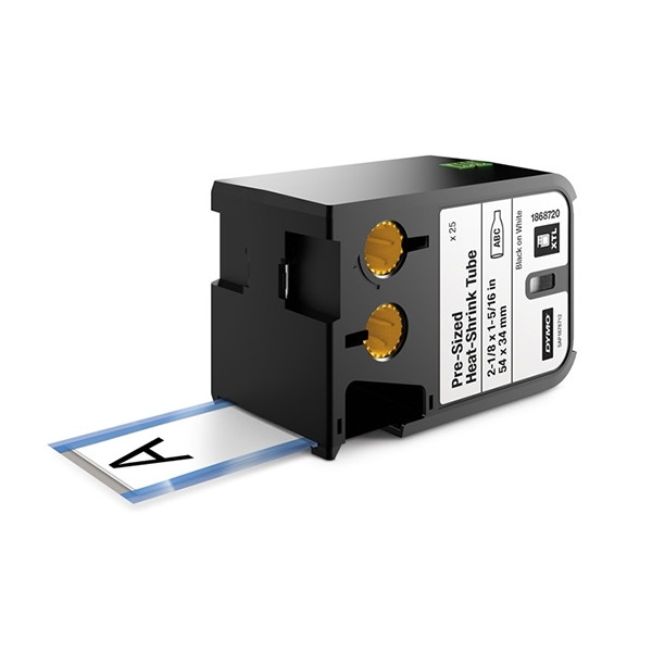Dymo 1868720 XTL pre-cut heat shrink tape, black on white, 54mm x 34mm (original) 1868720 089060 - 1