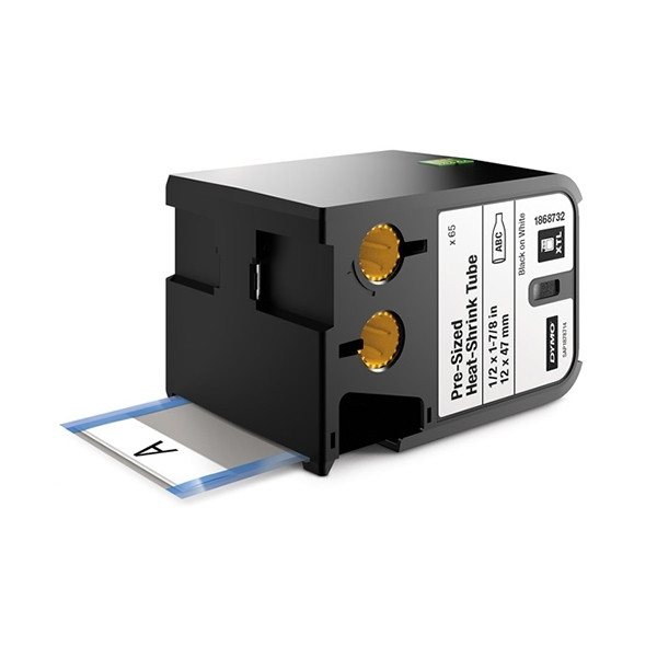 Dymo 1868732 XTL pre-cut heat shrink tape, black on white, 12mm x 47mm (original) 1868732 089054 - 1
