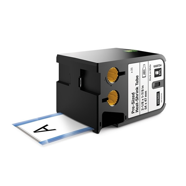 Dymo 1868734 XTL pre-cut heat shrink tape, black on white, 54mm x 47 mm (original) 1868734 089062 - 1