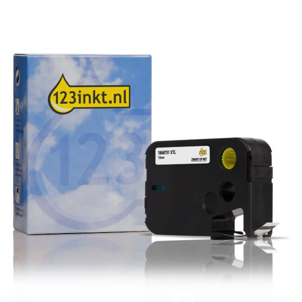 Dymo 1868751 XTL black on white vinyl tape, 12mm (123ink version) 1868751C 088897 - 1