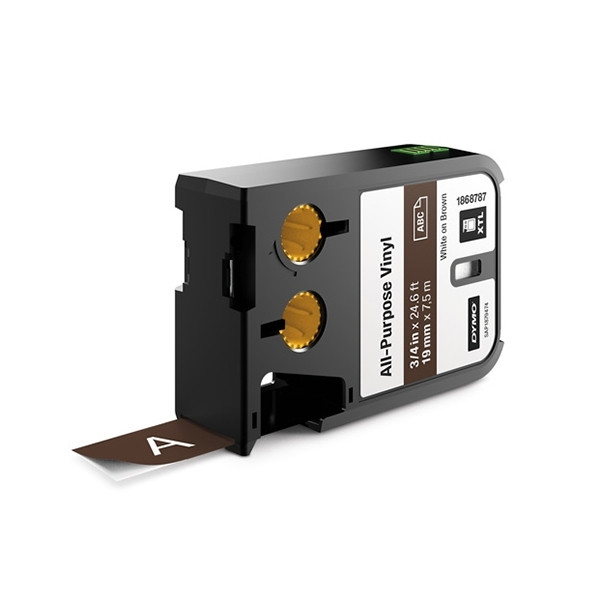 Dymo 1868787 XTL vinyl tape, white on brown, 19mm (original) 1868787 088936 - 1