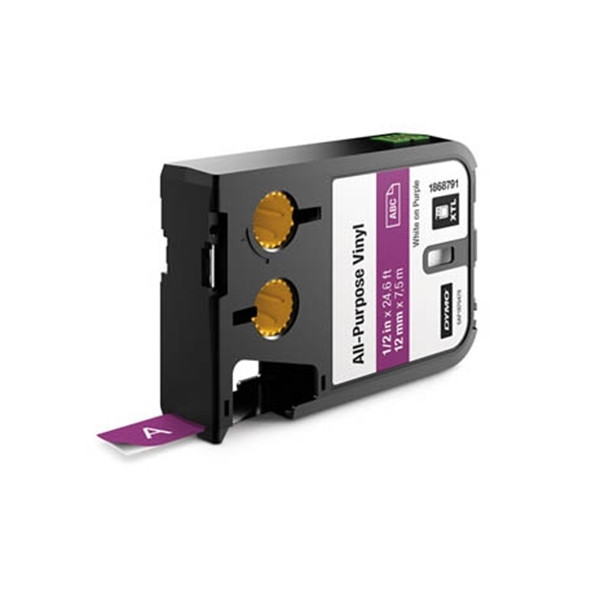 Dymo 1868791 XTL vinyl tape, white on purple, 12mm (original Dymo) 088912 - 1