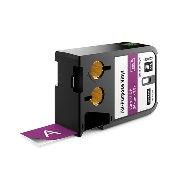 Dymo 1868793 XTL vinyl tape, white on purple, 24mm (original) 1868793 088964 - 1