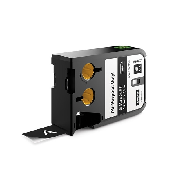 Dymo 1868797 XTL vinyl tape, white on black, 19mm (original Dymo) 088940 - 1