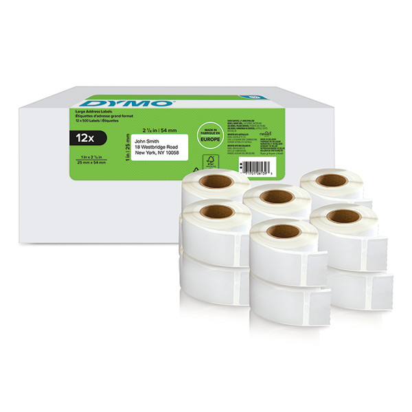 Dymo 2177563 / 1976411 durable narrow address labels (original Dymo) | 12-pack 089174 - 1