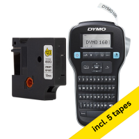 Dymo LabelManager 160 label maker (QWERTY) + 5 Dymo S0720530 / 45013 black on white tape, 12mm (123ink version) 833461
