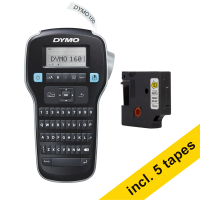 Dymo LabelManager 160 label maker (QWERTY) + 5 Dymo S0720530 / 45013 black on white tape, 12mm (123ink version) 833461