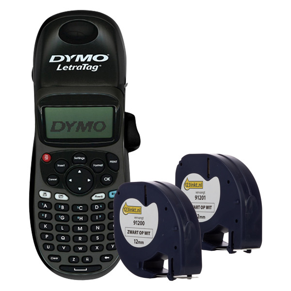 Dymo LetraTag LT-100H label maker (black) + 2 tapes 833319 - 1