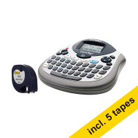 Dymo LetraTag LT-100T lettering system (QWERTY) + 5 Dymo S0721510 / 91200 white paper tape, 12mm (123ink version) 833469