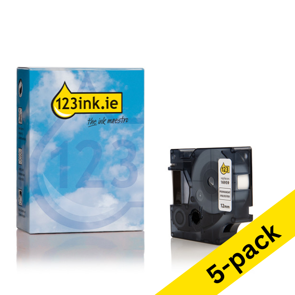 Dymo S0718060 / 16959 permanent polyester tape, 12mm (123ink version) | 5-pack 650868 - 1
