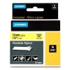Dymo S0718080 / 18490 IND Rhino black on yellow flexible nylon tape, 12mm (original Dymo)
