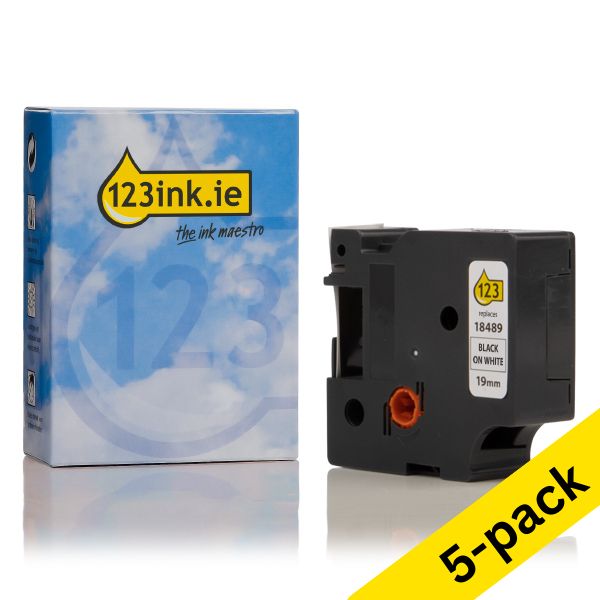 Dymo S0718120 / 18489 IND Rhino black on white flexible nylon tape, 19mm (123ink version) | 5-pack 650578 - 1