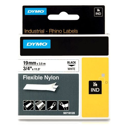 Dymo S0718120 / 18489 IND Rhino black on white flexible nylon tape, 19mm (original Dymo) 18489 S0718120 088716 - 1