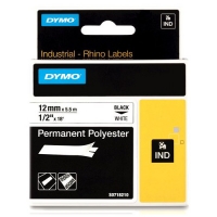 Dymo S0718210 / 18483 IND Rhino black on white permanent polyester tape, 12mm (original Dymo) 18483 S0718210 088668