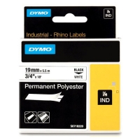 Dymo S0718220 / 18484 IND Rhino black on white permanent polyester tape, 19mm (original Dymo) 18484 088670