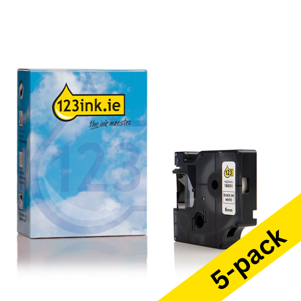 Dymo S0718260 / 18051 IND Rhino black on white heat-shrink tape, 6mm (123ink version) | 5-pack 653090 - 1