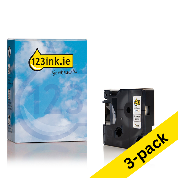 Dymo S0718260 / 18051 IND Rhino black on white heat shrink tape, 6mm (3-pack) (123ink version)  089253 - 1