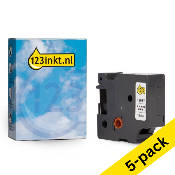 Dymo S0718330 / 18057 IND Rhino black on white heat-shrink tape, 19mm (123ink version) | 5-pack 650604 - 1