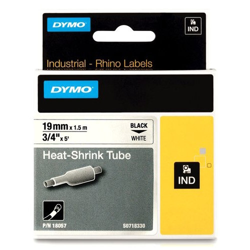 Dymo S0718330 / 18057 IND Rhino black on white heat-shrink tape, 19mm (original Dymo) 18057 088700 - 1