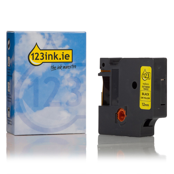 Dymo S0718450 / 18432 IND Rhino black on yellow vinyl tape, 12mm (123ink version) 18432C 088609 - 1