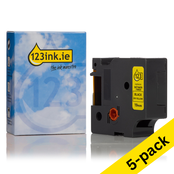 Dymo S0718470 / 18433 IND Rhino black on yellow vinyl tape, 19mm (5-pack) (123ink version) S0718470C 650592 - 1