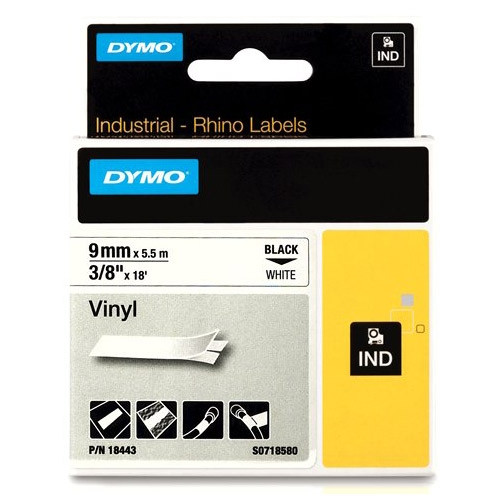 10-Pack 1/2" Heat Shrink Tube Labels - Black On White, Compatible With Dymo Rhino 4200/6000 Series