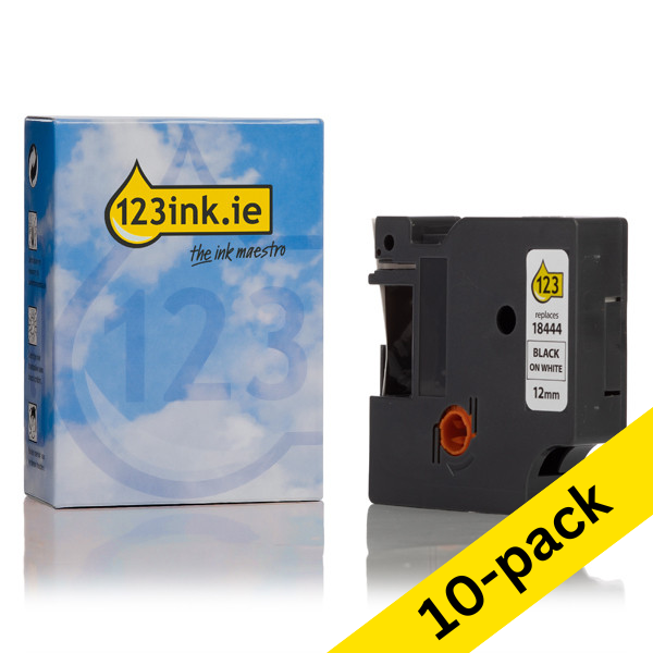 Dymo S0718600 / 18444 IND Rhino black on white vinyl tape, 12mm (123ink version) | 10-pack 650783 - 1