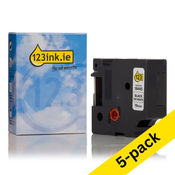 Dymo S0718620 / 18445 IND Rhino black on white vinyl tape, 19mm (123ink version) | 5-pack 653093 - 1