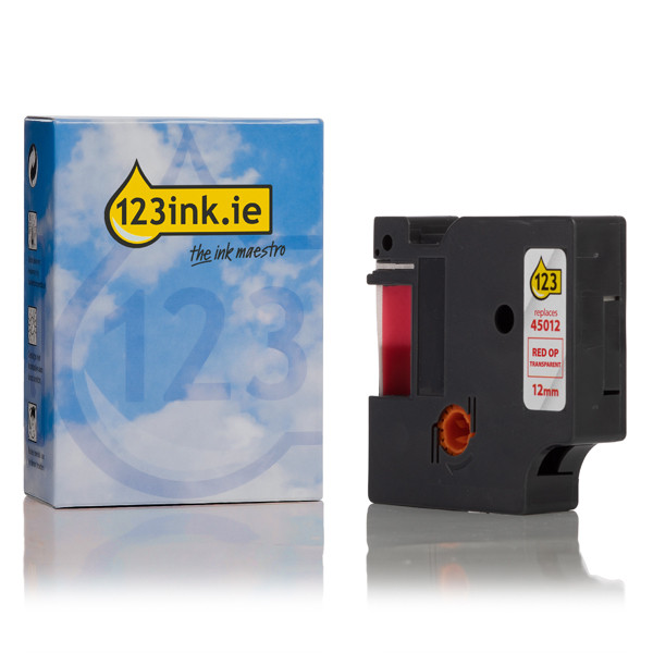 Dymo S0720520 / 45012 red on transparent tape, 12mm (123ink version) S0720520C 088205 - 1