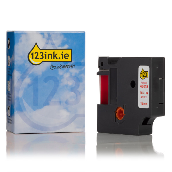 Dymo S0720550 / 45015 red on white tape, 12mm (123ink version) S0720550C 088211 - 1