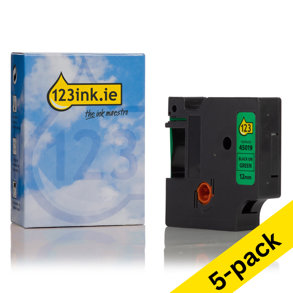 Dymo S0720590 / 45019 black on green tape, 12mm (123ink version) | 5-pack 650594 - 1