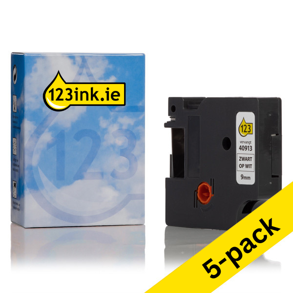 Dymo S0720680 / 40913 black on white tape, 9mm (5-pack) (123ink version) S0720680C 650786 - 1