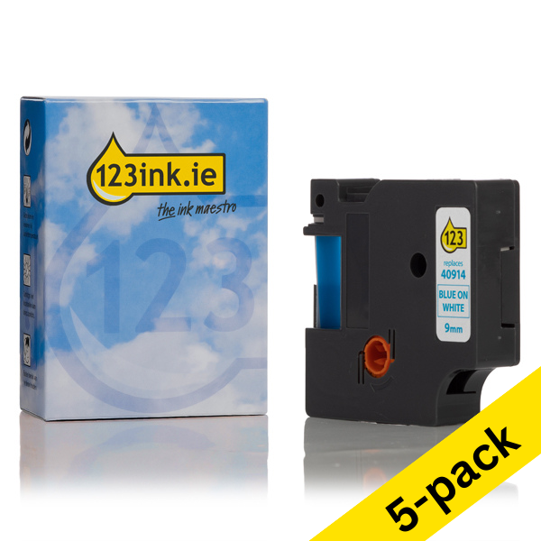 Dymo S0720690 / 40914 blue on white tape, 9mm (123ink version) | 5-pack 650609 - 1